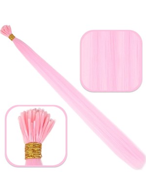 Liyuza Fiber Sentetik Boncuk Kaynaklık Renkli Saç - Şeker Pembe - 100 Adet