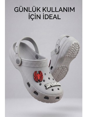 Liarca Hero-Clog Macera Serisi - Gri Maske Figürlü Erkek Çocuk - Bebek Terlik ve Sandalet: Ultra Hafif, Anatomik Iç Tabanlı ve Kaymaz Emniyetli Yazlık Çocuk Kapalı Terlik