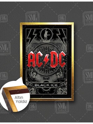 SML Tablo Acdc Müzik Grubu Rock Metal Müzik Sanat Dikey Çerçeveli Kanvas Tablo