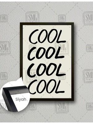 SML Tablo Cool Yazısı Tipografik Dikey Çerçeveli Kanvas Tablo