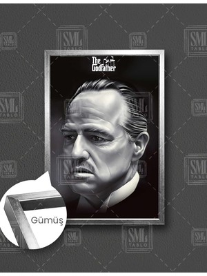 SML Tablo Don Carleone Godfather Baba Filmi Dijital Çizimi Art Dikey Çerçeveli Kanvas Tablo