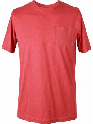 Trender Flamlı Cepli Sıfır Yaka Kırmızı Erkek T-Shirt 2000