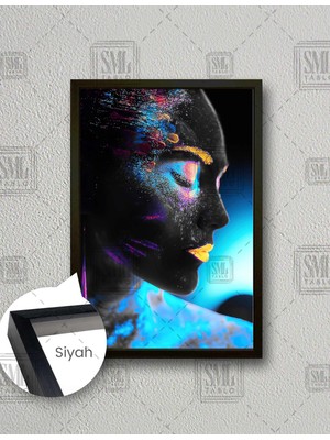 SML Tablo Neon Makyajlı Model Dikey Çerçeveli Kanvas Tablo