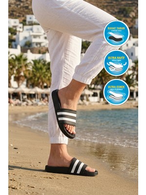 Walkway 8000-01 G Siyah-Beyaz Unisex Terlik