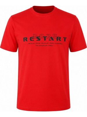 Trender Restart Baskı Süpreme Kırmızı Erkek T-Shirt 226-05