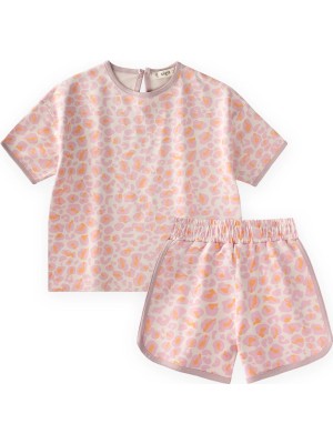 Cigit Desenli Oversize Şortlu Takım 1-7 Yaş Bej