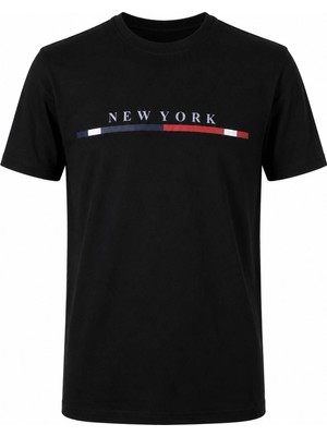 Trender  New York Baskı Süpreme Siyah Erkek T-Shirt 226-17