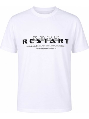 Trender Restart Baskı Süpreme Beyaz Erkek T-Shirt 226-05
