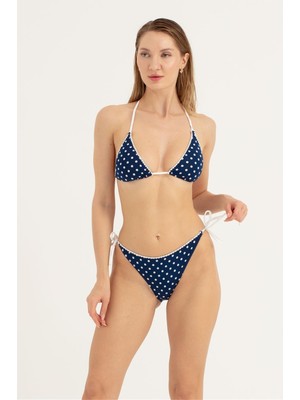 Obje Kadın Lacivert Puantiyeli Bikini Takım