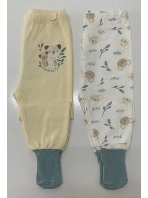 Anka Baby %100 Organik Koala Desenli  Çoraplı Yumuşak Dokulu Bebek Alt Pijama