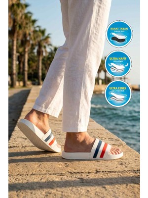 Walkway 8000-01 G Beyaz-Lacivert Unisex Terlik