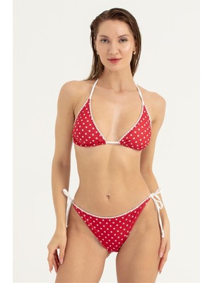 Obje Kadın Kırmızı Beyaz Puantiyeli Bikini Takım