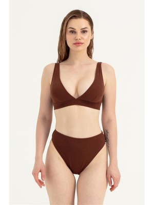 Obje Kadın Kahverengi Kalın Askılı Bikini Takım