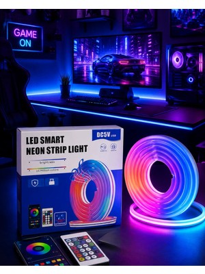 Shoppingfestr Rgb Neon LED Şerit Işık Kumandalı USB Girişli Su Geçirmez Şerit LED