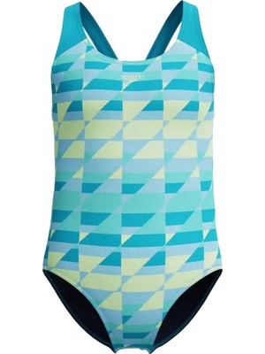 Speedo Allover Print Splshbck Jf Blugrn Kız Çocuk Mavi Mayo
