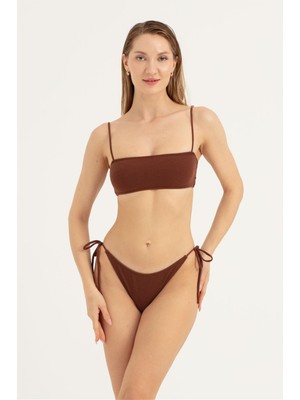 Obje Kadın Kahverengi Iki Yandan Bağlamalı Tek Alt Bikini