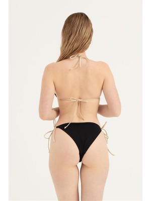 Obje Kadın Siyah Halka Detaylı Bikini Takım