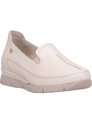Mammamia D26YA-3985-B Krem Kadın Comfort Deri Ayakkabı