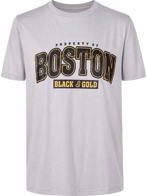 Trender Boston Black&gold Süpreme Gri Erkek T-Shirt 226-20