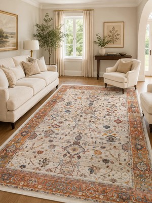 Eko Halı Pietra Pta 01 Cream Terra Sıcak Renk Tonlarını Etnik Desenlerle Buluşturan Yumuşak Tuşeli Salon Halısı Oturma Odası Halısı Mutfak Halısı Modern Makine Halısı