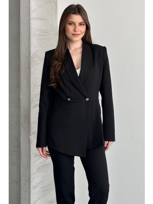 Moda Armanc Kadın Ikili Takım Blazer Ceket Pantolon - Düğme ve Pile Detaylı Şık Takım Elbise