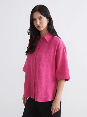 LC Waikiki Dokulu Oversize Müslin Kadın Gömlek  (S6)