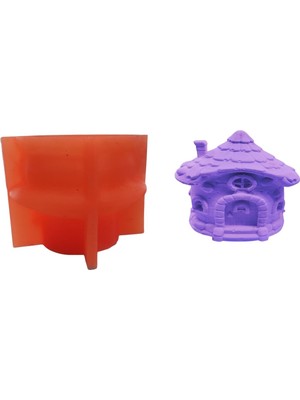 Tahtakale Toptancı Silikon 3D Orta Boy Cüce Evi Kalıbı Şirin Ev Modeli Mum ve Taş Tozu Kalıbı