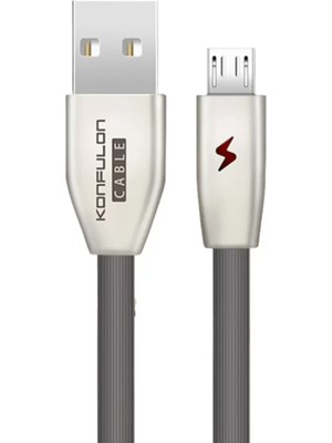 Twin Store Konfulon S53 LED Işıklı Micro USB Kablo 1m 3A - Siyah