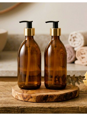 JUNIBELIW 2 Adet Amber Çok Amaçlı Boş Cam Şişe Sıvı Sabunluk Bulaşık Deterjanlık 2X500ML
