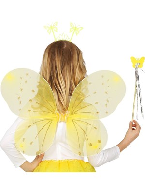 Renas Store Sarı Erkek-Kız Seti – 50 cm Kanadı, Taç Asa