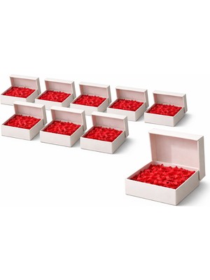 Orbak Kağıtçılık Beyaz Karton Takı Kutusu 9,5x9,5x2 cm – Kapaklı Model | 10 Adet + Nar Çiçeği Kırpıklı