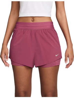 Nike Swift Dri-Fıt Orta Bel 2-In-1 Kadın Taytlı Koşu Şortu Kırmızı | HJ5376-634