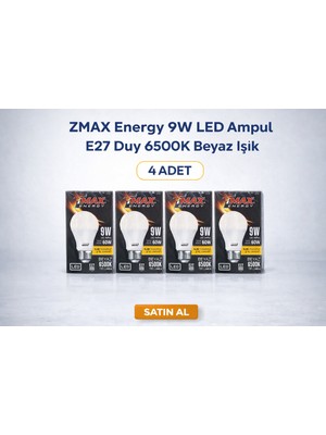 Star Light Zmax Energy 9W LED Ampul E27 Duy 6500K Beyaz Işık 720 Lümen 60W Eşdeğer Enerji Tasarruflu 4 Adet