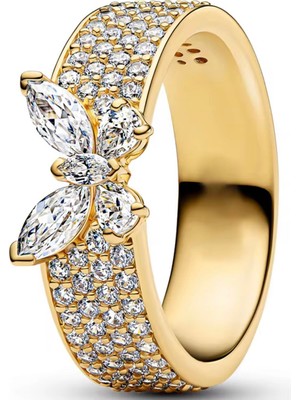 Poseidons Jewellery S925 Gold Renk Işıltılı Kelebek Yüzük
