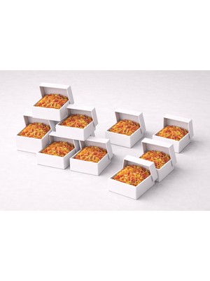 Orbak Kağıtçılık Beyaz Karton Takı Kutusu 9,5x9,5x2 cm – Kapaklı Model | 10 Adet + Taraftar Sarı/kırmızı Kırpıklı