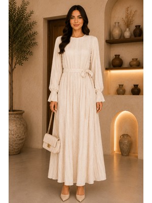 Mk Moda Başak Fırfırlı Kuşaklı Elbise