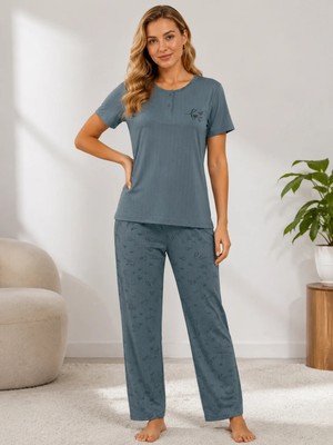 Mutlu City Kadın Orta Yaş ve Üzeri Kısa Kollu Anne Pijama Takımı 5540