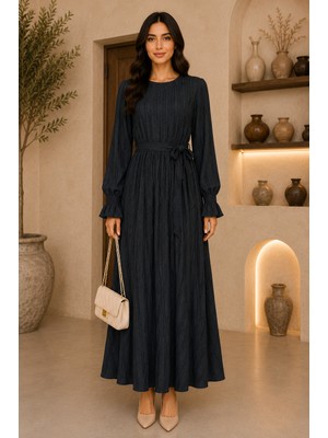 Mk Moda Başak Fırfırlı Kuşaklı Elbise