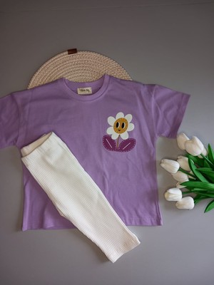Mahla Kids Smile Çicek Baskılı Taytlı Takım