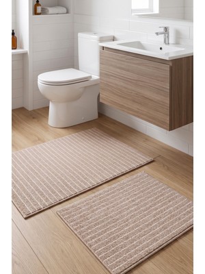 Banyo Paspası 2’li Set Yıkanabilir Dokuma Yüzey Kaymaz Taban Klozet Takımı Banyo Halısı Paspas