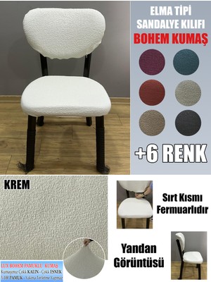 Home Elma Tipi Sandalye Kılıfı Lüx Bohem Kumaş Çok Kalın %100 Pamuk, Sırt Arkası Dahil Kapanıyor Fermuarlı