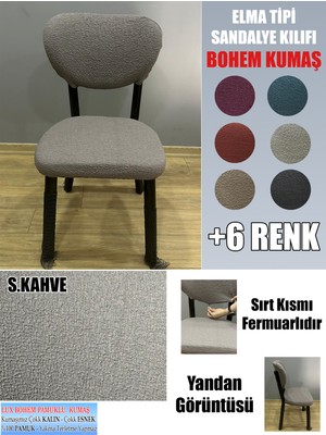 Home Elma Tipi Sandalye Kılıfı Lüx Bohem Kumaş Çok Kalın %100 Pamuk, Sırt Arkası Dahil Kapanıyor Fermuarlı