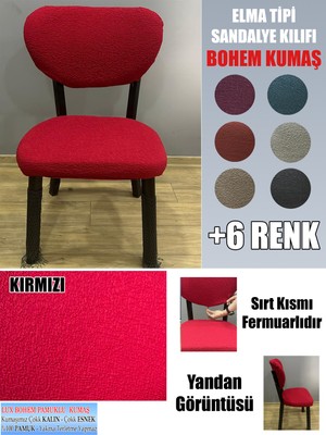 Home Elma Tipi Sandalye Kılıfı Lüx Bohem Kumaş Çok Kalın %100 Pamuk, Sırt Arkası Dahil Kapanıyor Fermuarlı