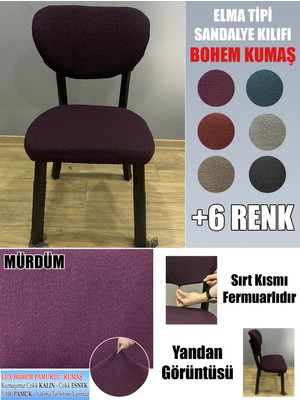 Home Elma Tipi Sandalye Kılıfı Lüx Bohem Kumaş Çok Kalın %100 Pamuk, Sırt Arkası Dahil Kapanıyor Fermuarlı