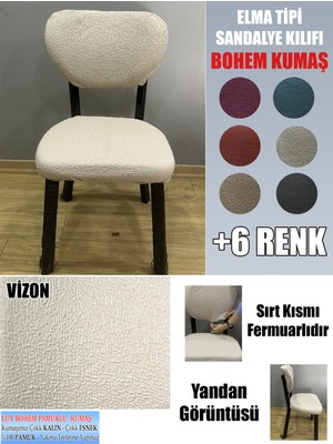 Home Elma Tipi Sandalye Kılıfı Lüx Bohem Kumaş Çok Kalın %100 Pamuk, Sırt Arkası Dahil Kapanıyor Fermuarlı