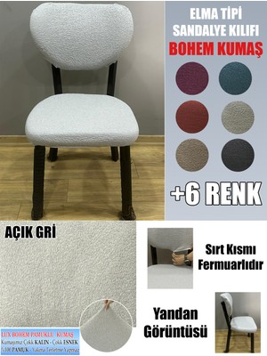 Home Elma Tipi Sandalye Kılıfı Lüx Bohem Kumaş Çok Kalın %100 Pamuk, Sırt Arkası Dahil Kapanıyor Fermuarlı