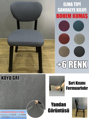 Home Elma Tipi Sandalye Kılıfı Lüx Bohem Kumaş Çok Kalın %100 Pamuk, Sırt Arkası Dahil Kapanıyor Fermuarlı