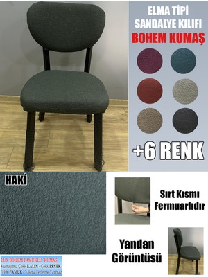 Home Elma Tipi Sandalye Kılıfı Lüx Bohem Kumaş Çok Kalın %100 Pamuk, Sırt Arkası Dahil Kapanıyor Fermuarlı