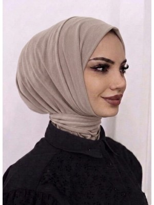 Fresco Scarfs Kadın Tesettür Çıt Çıtlı Hijap Bone Hazır Türban Eşarp Şal Bej