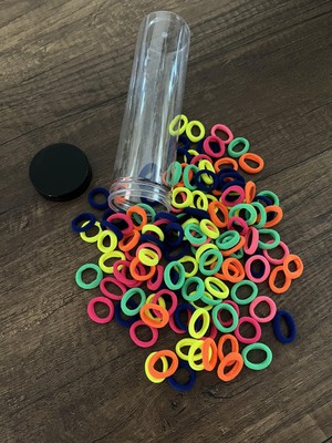 Gülümse Gel Şeffaf Büyük Boy Tüp Kutuda Renkli Küçük Boy 100 Adet Havlu Lastik Toka Kız Çocuk Kadın